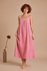 Women's Cotton Linen Midi Dress