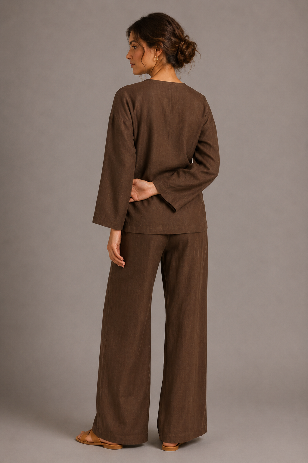Women's Wrap Front Wide Leg Co Ord Set