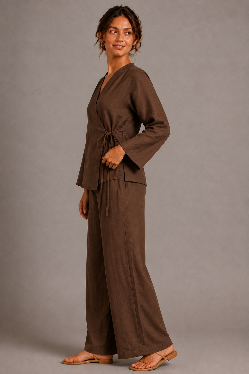 Women's Wrap Front Wide Leg Co Ord Set