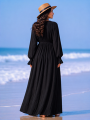 Women's Long Sleeve V-Neck Maxi Dress