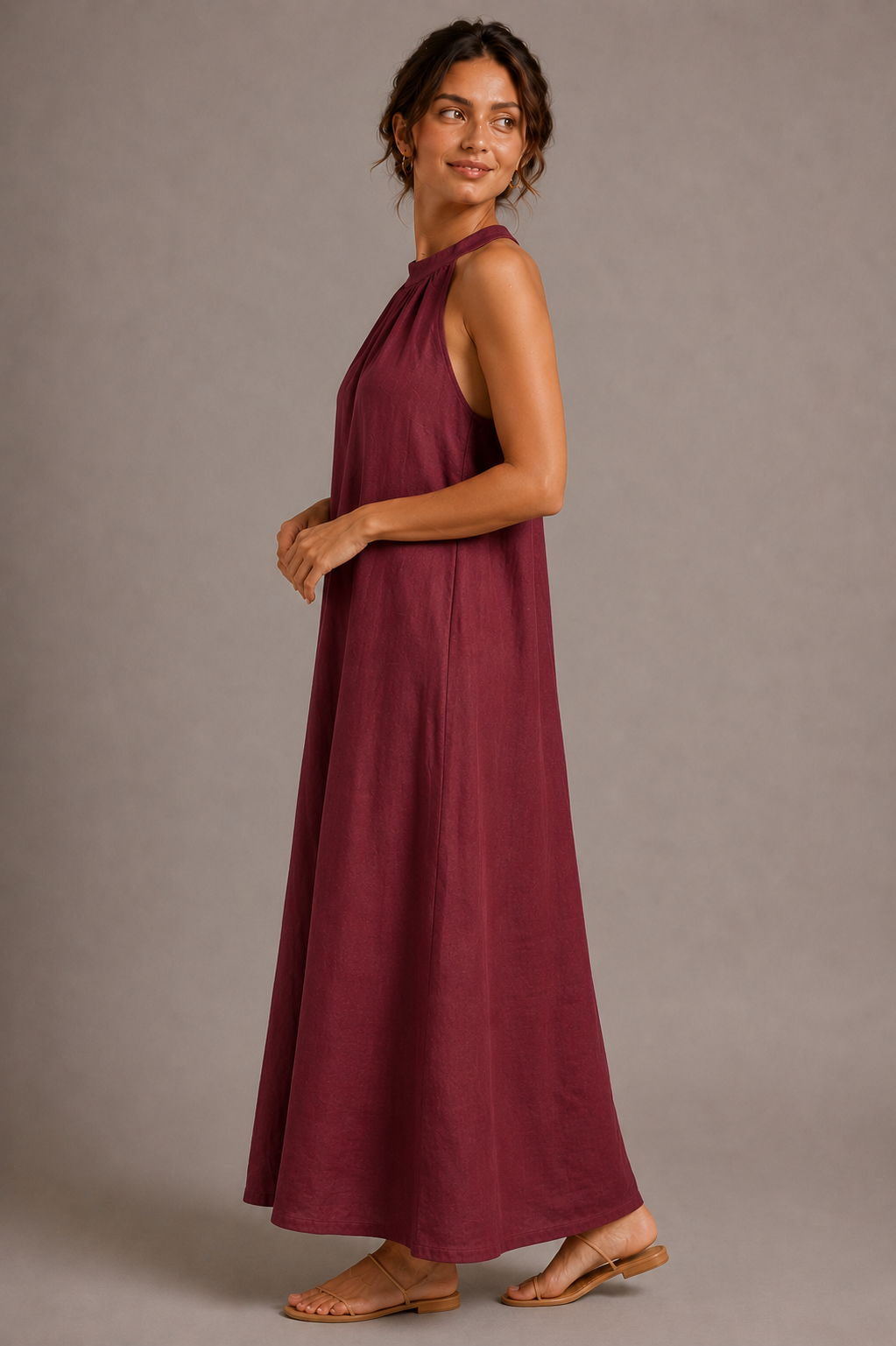 Women's Halter Neck Maxi Dress – Sleeveless A-Line Summer Dress