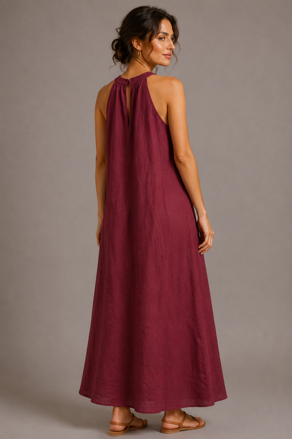 Women's Halter Neck Maxi Dress – Sleeveless A-Line Summer Dress