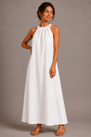 Women's Halter Neck Maxi Dress – Sleeveless A-Line Summer Dress