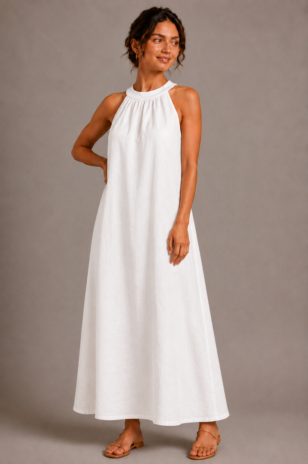 Women's Halter Neck Maxi Dress – Sleeveless A-Line Summer Dress