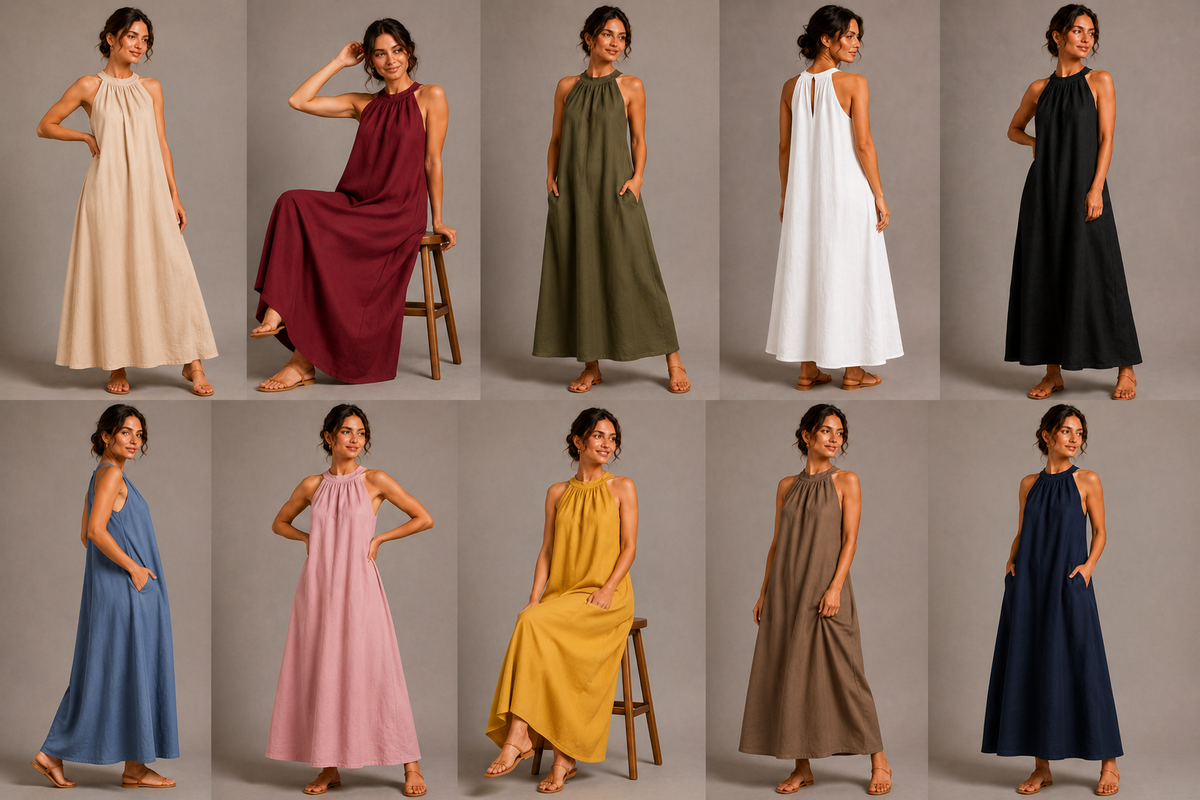 Women's Halter Neck Maxi Dress – Sleeveless A-Line Summer Dress