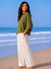 Women's Relaxed Fit Button Down Shirt | Short Sleeve Casual Top