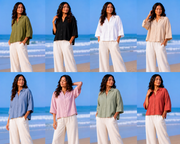 Women's Relaxed Fit Button Down Shirt | Short Sleeve Casual Top