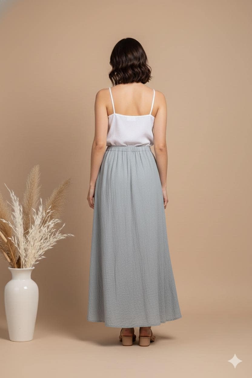 Handmade Linen Maxi Skirt, High Waist, Flowy Boho Summer Skirt with Pockets