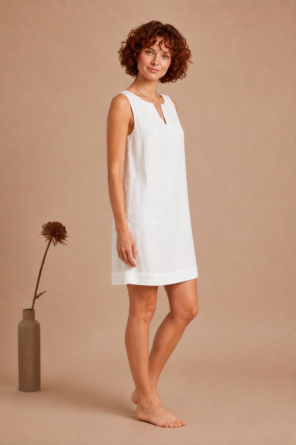 Handmade Linen Shift Dress | Sleeveless Mini, Pockets, Minimalist Summer Tunic
