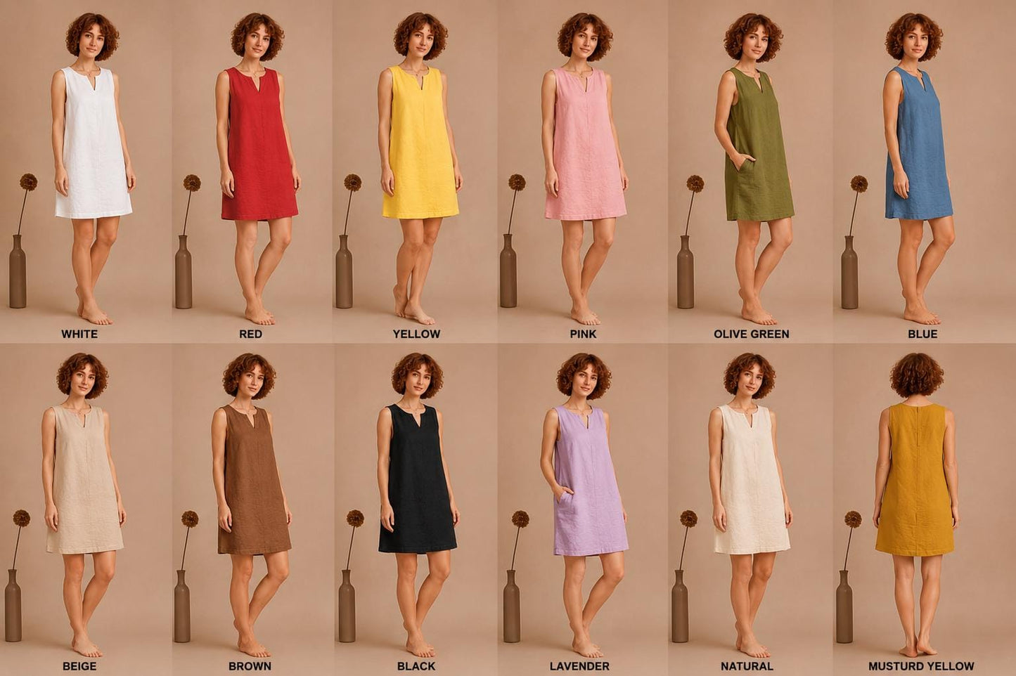 Handmade Linen Shift Dress | Sleeveless Mini, Pockets, Minimalist Summer Tunic