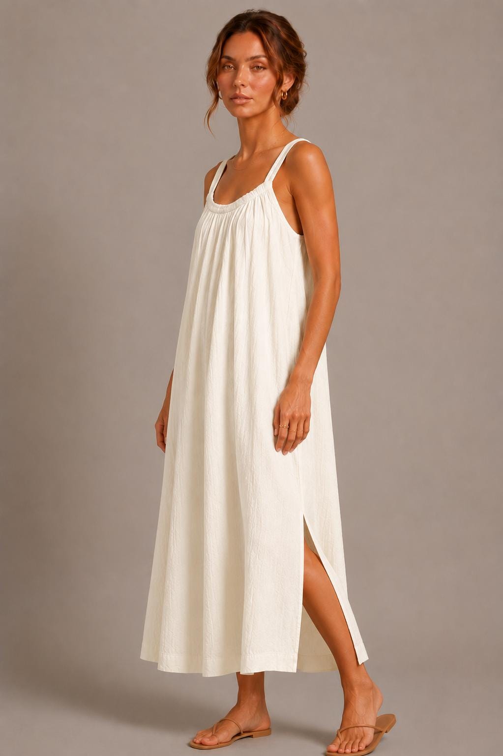 100% Cotton Double Gauze Maxi Dress, Sleeveless Boho Beach Vacation Dress
