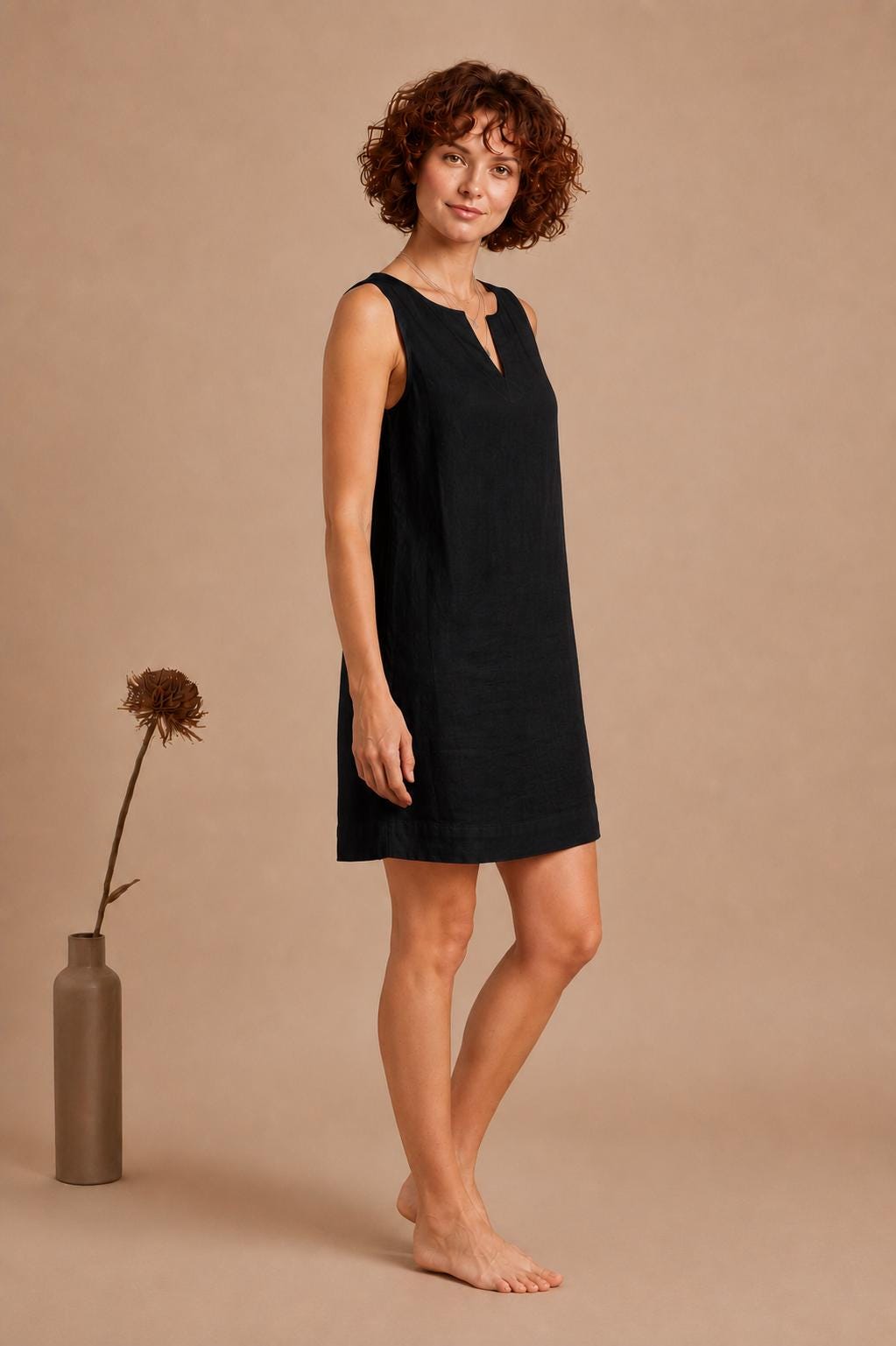 Handmade Linen Shift Dress | Sleeveless Mini, Pockets, Minimalist Summer Tunic