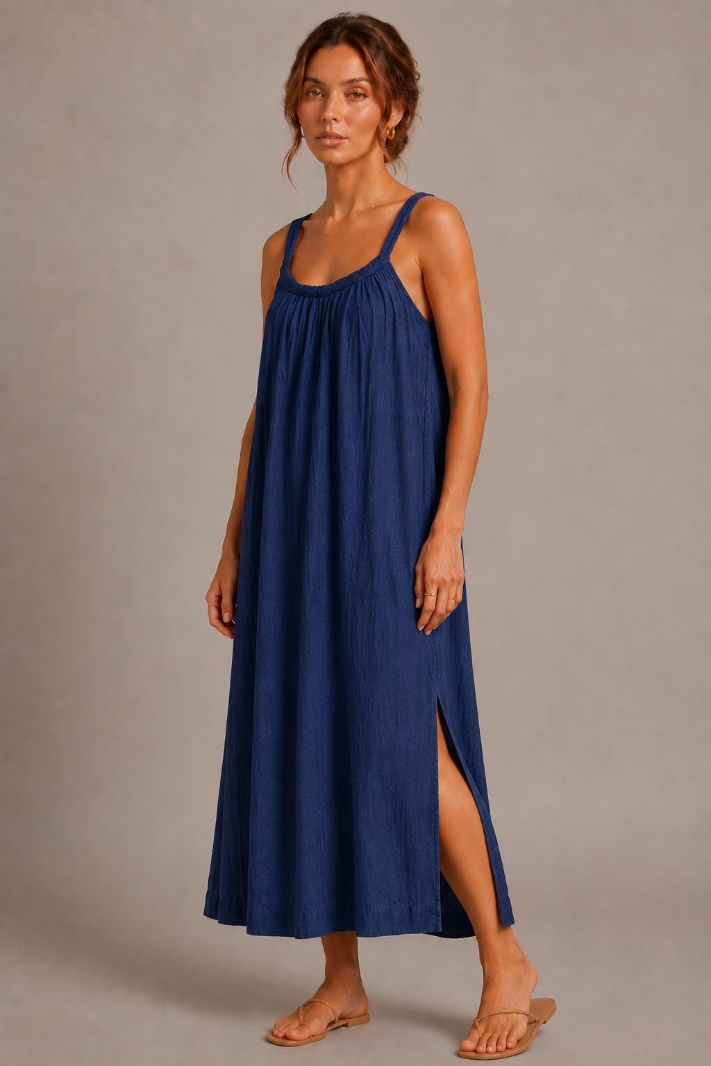 100% Cotton Double Gauze Maxi Dress, Sleeveless Boho Beach Vacation Dress