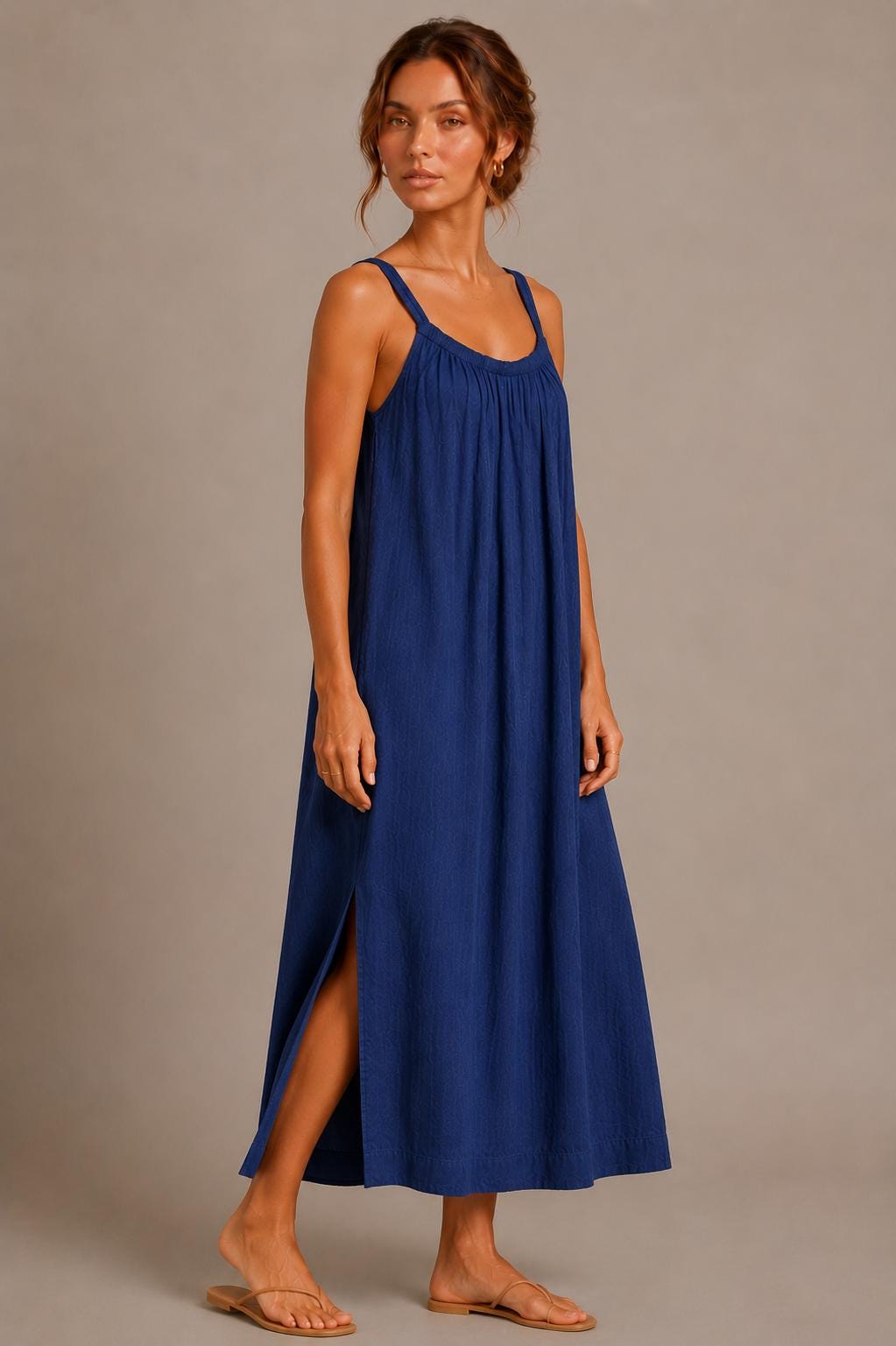 100% Cotton Double Gauze Maxi Dress, Sleeveless Boho Beach Vacation Dress