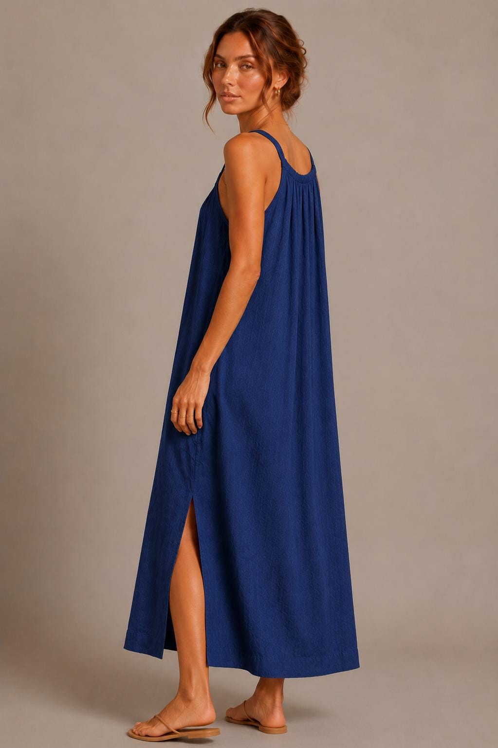 100% Cotton Double Gauze Maxi Dress, Sleeveless Boho Beach Vacation Dress