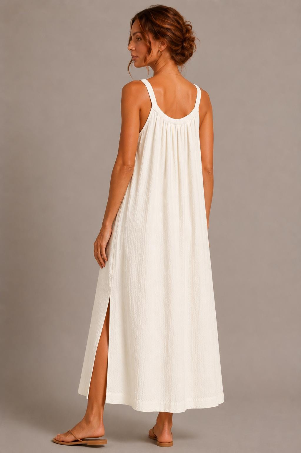 100% Cotton Double Gauze Maxi Dress, Sleeveless Boho Beach Vacation Dress