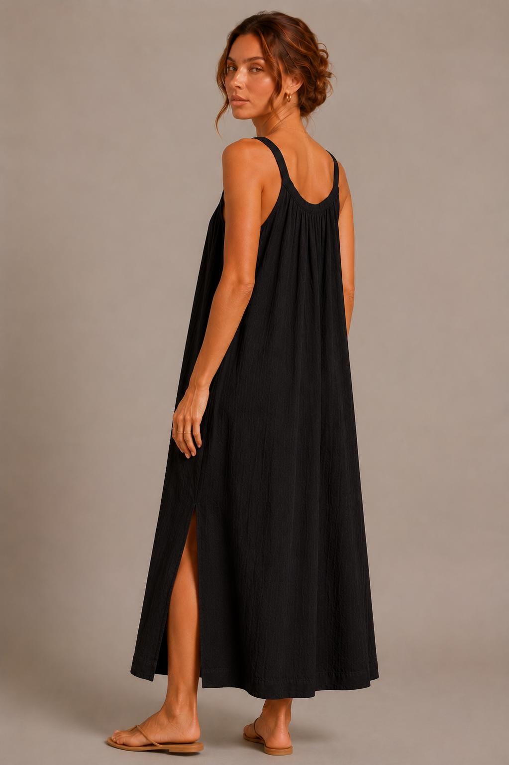 100% Cotton Double Gauze Maxi Dress, Sleeveless Boho Beach Vacation Dress
