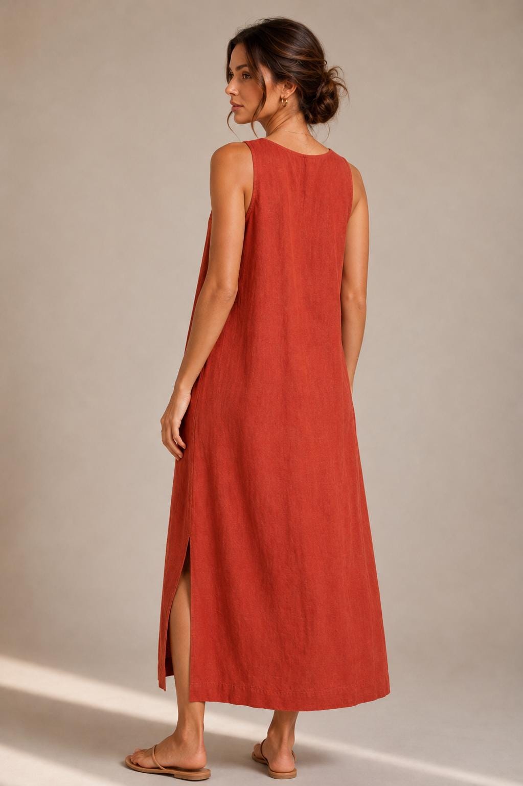Sleeveless Linen Maxi Dress, Relaxed Boho Summer Vacation Kaftan