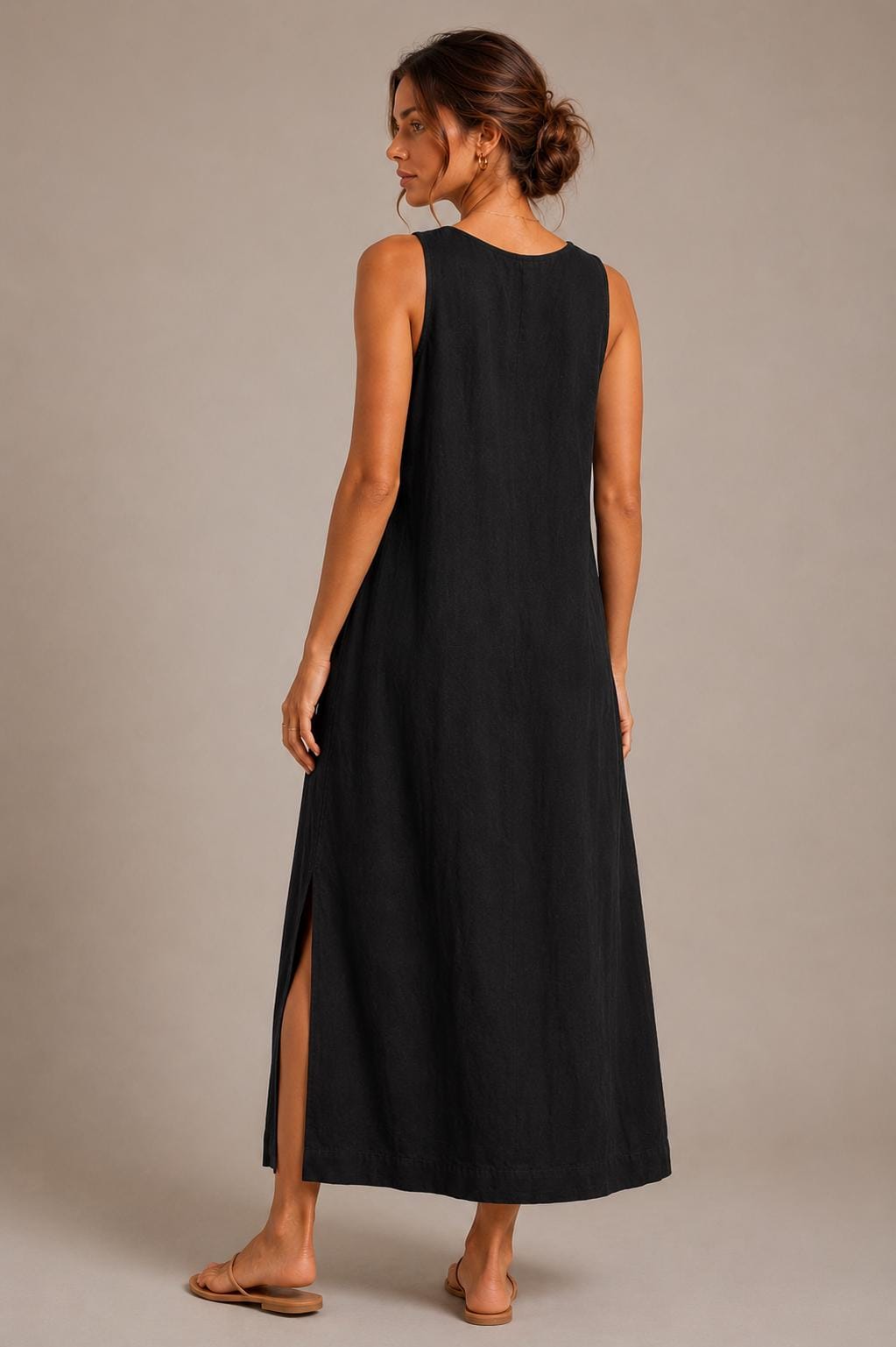 Sleeveless Linen Maxi Dress, Relaxed Boho Summer Vacation Kaftan